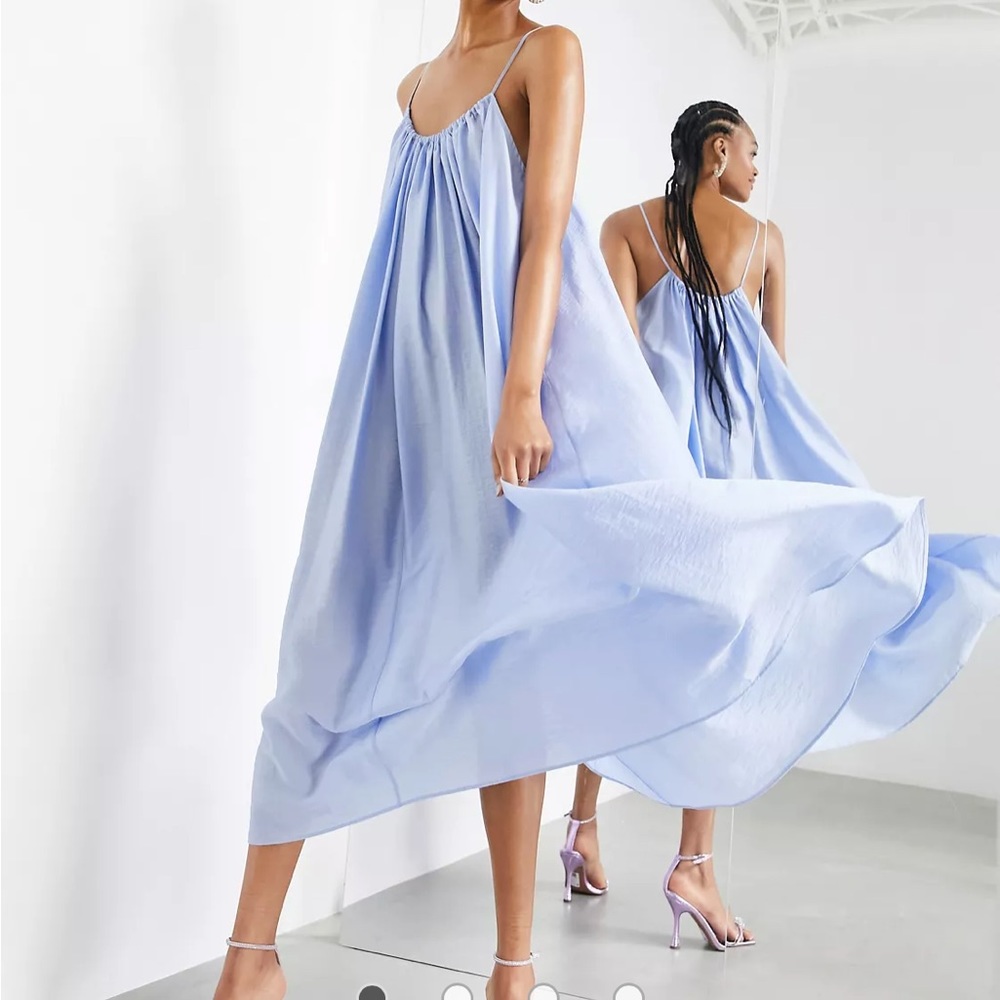 ASOS EDITION cami trapeze maxi dress in powder blue - Size 6